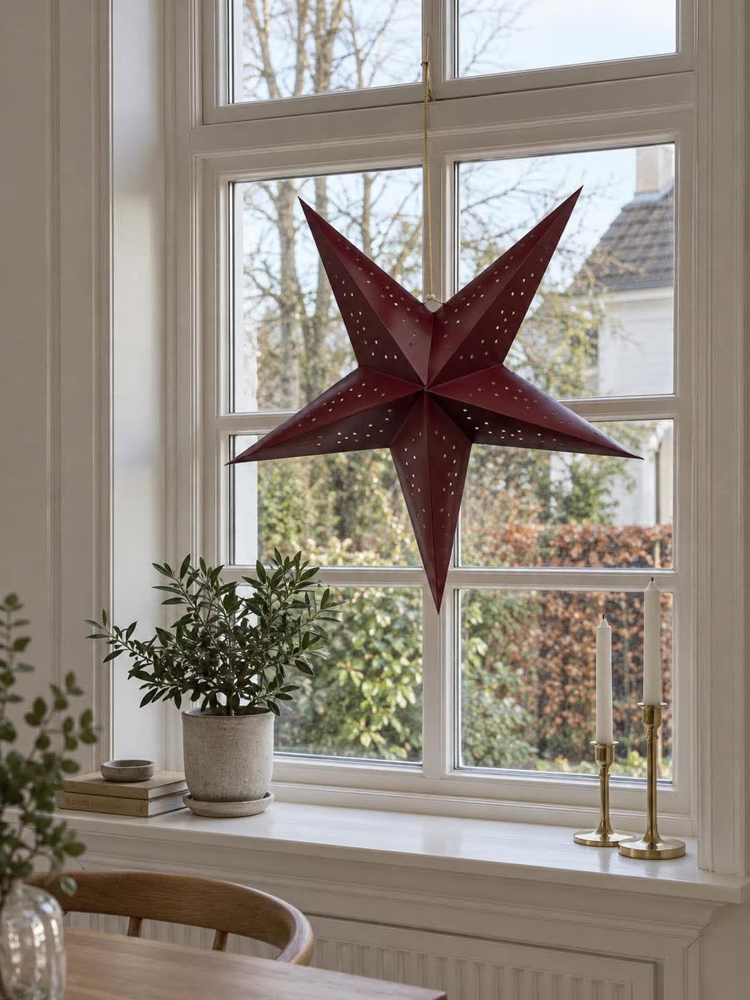 Stjerne med led lys - Rød 60 cm