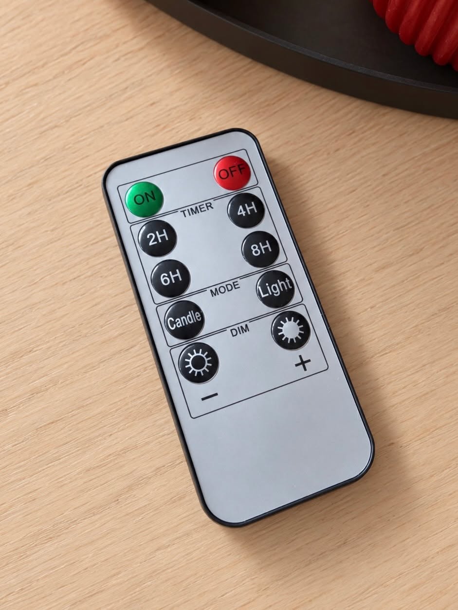 LED-Blockkerzen mit Rillen Rot - 3 Stk mit Fernbedienung