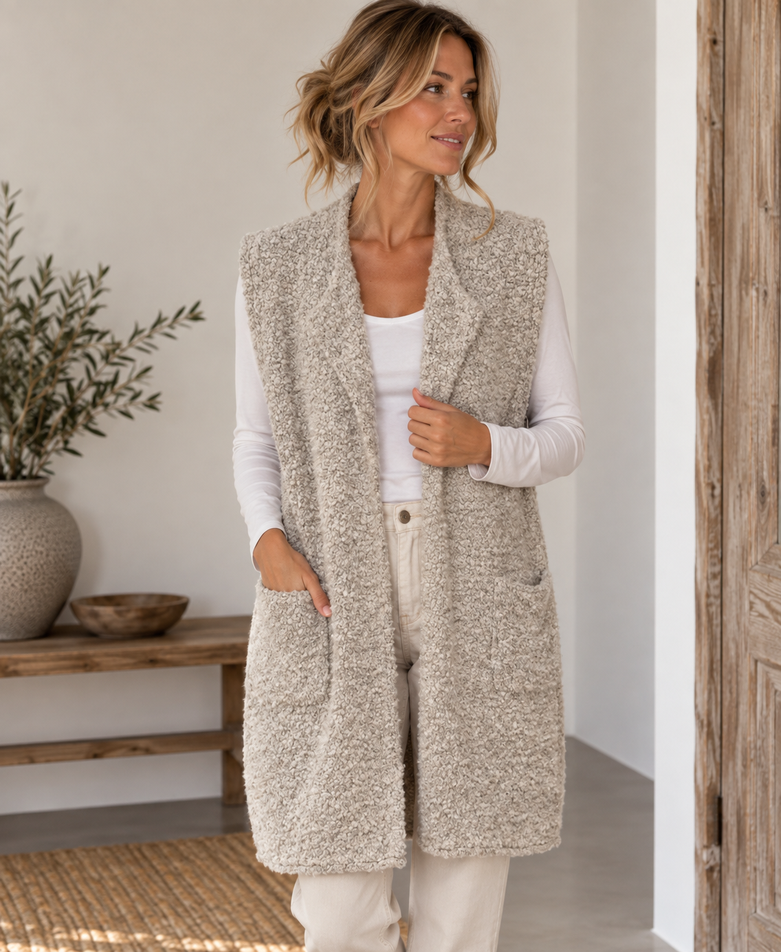 Weste Bouclé - Beige