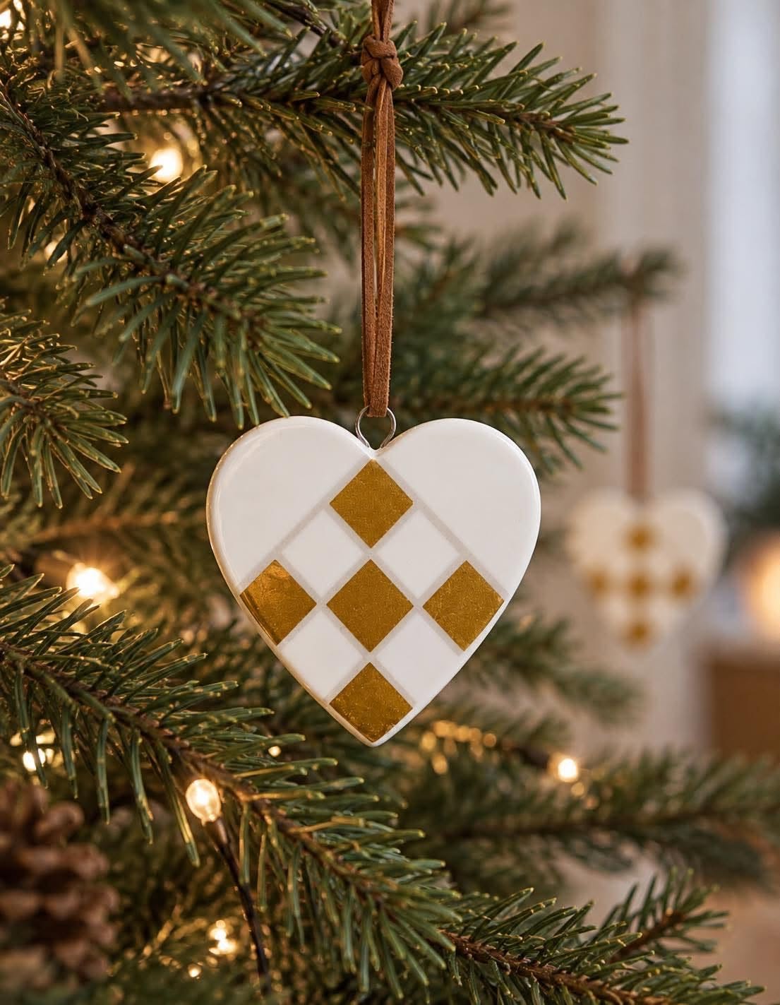 Weihnachtsherz Anhänger - Keramik