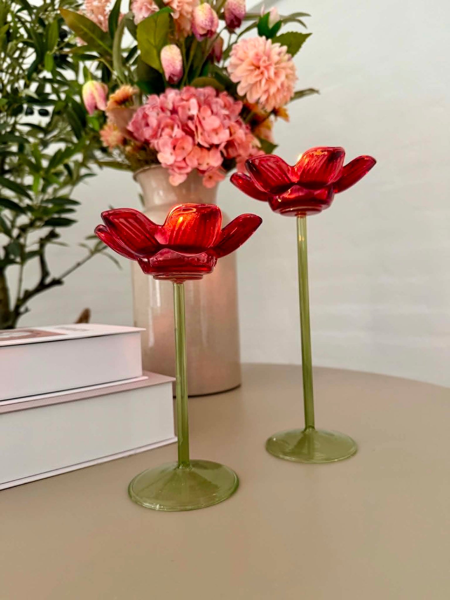 Kerzenhalter Blume - Rot