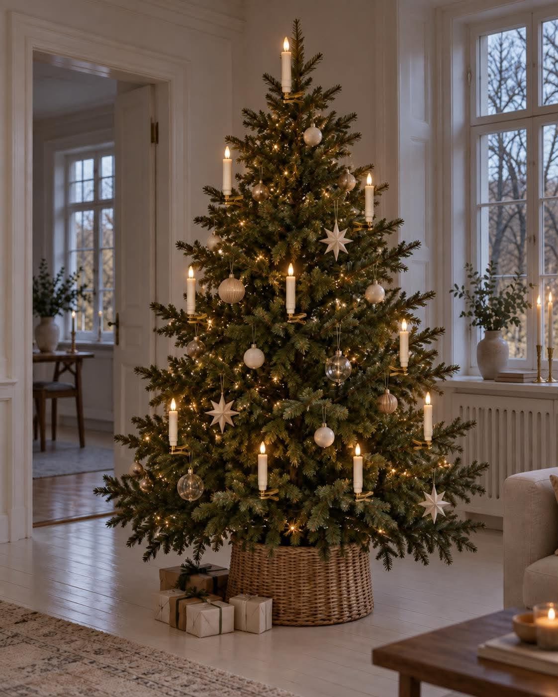 LED Juletræslys 10 stk m. Messingholder og fjernbetjening