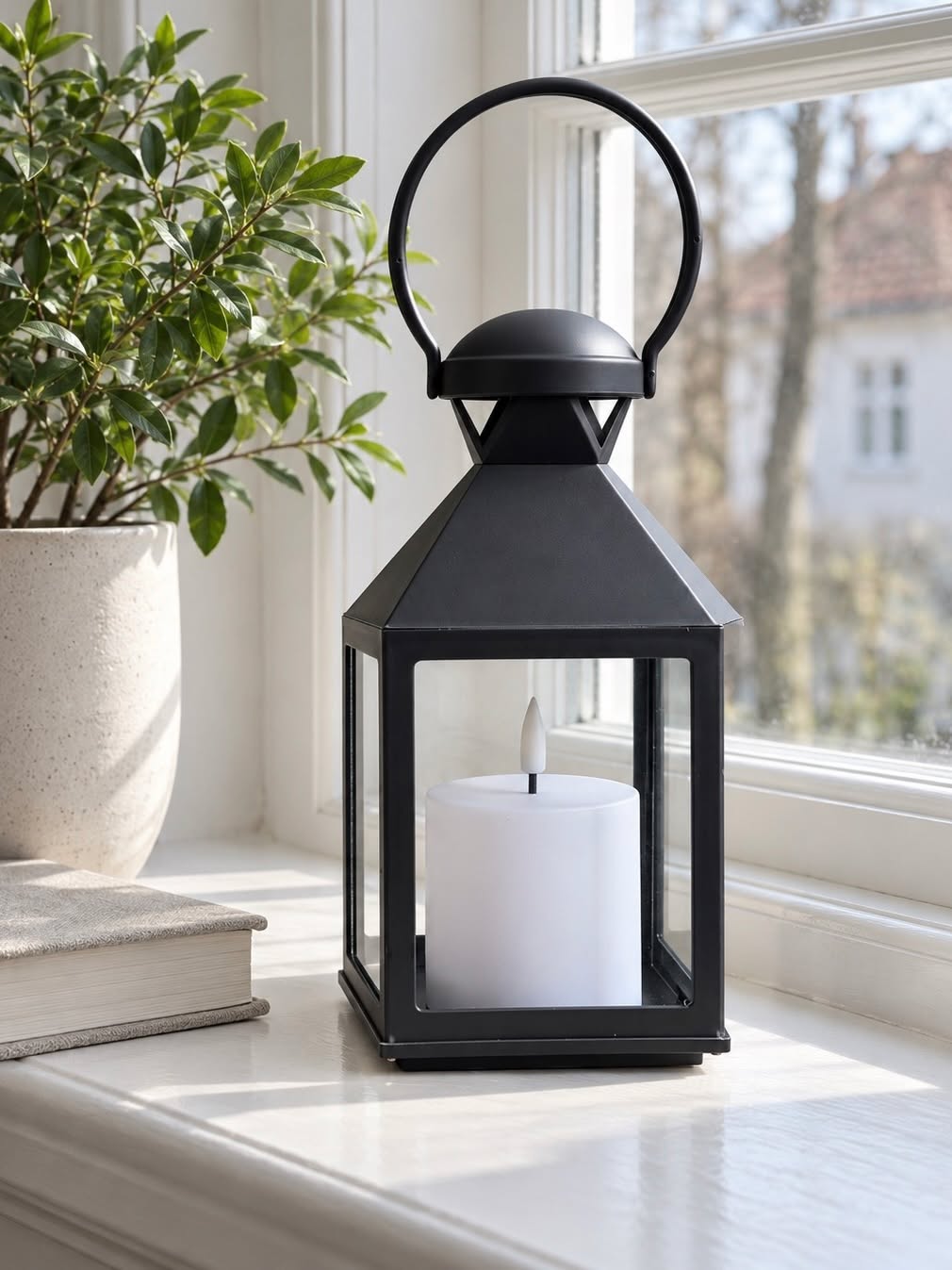 Laterne mit Blockkerze - Black