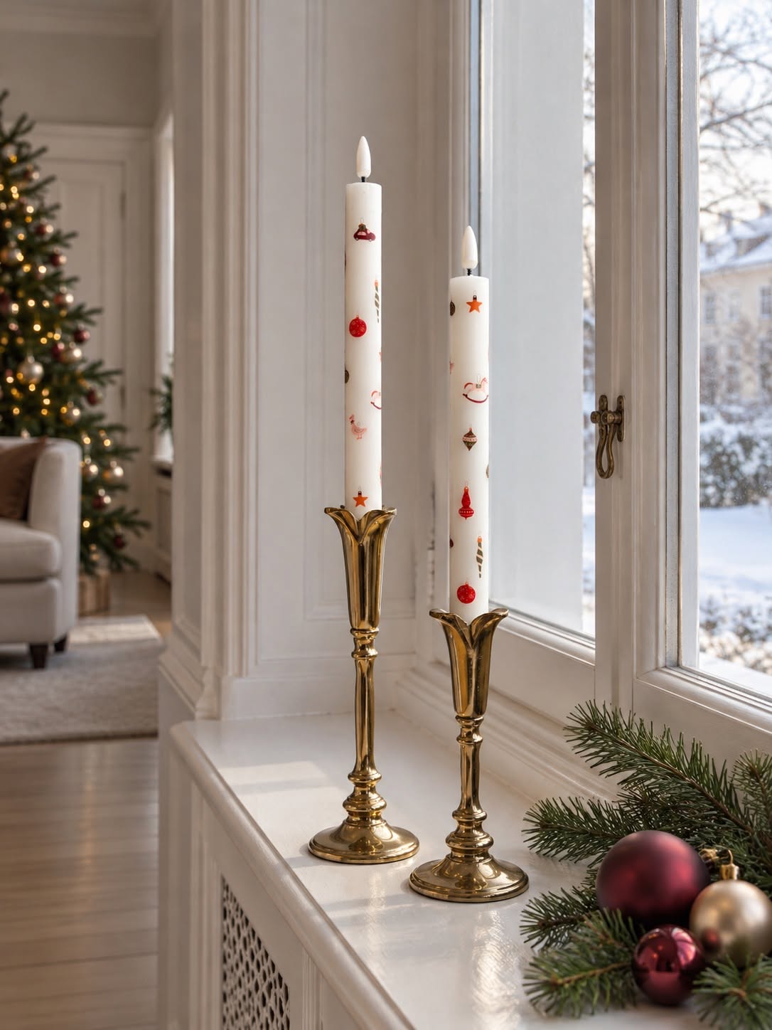 Stabkerzen Weihnachten – mit Weihnachtsmotiv