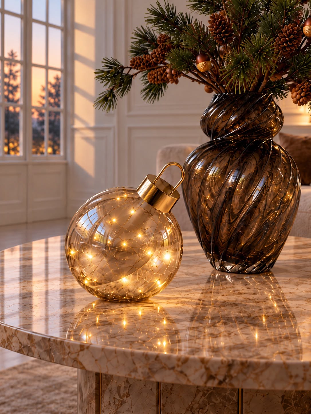 Julekugle twinkling - Amber
