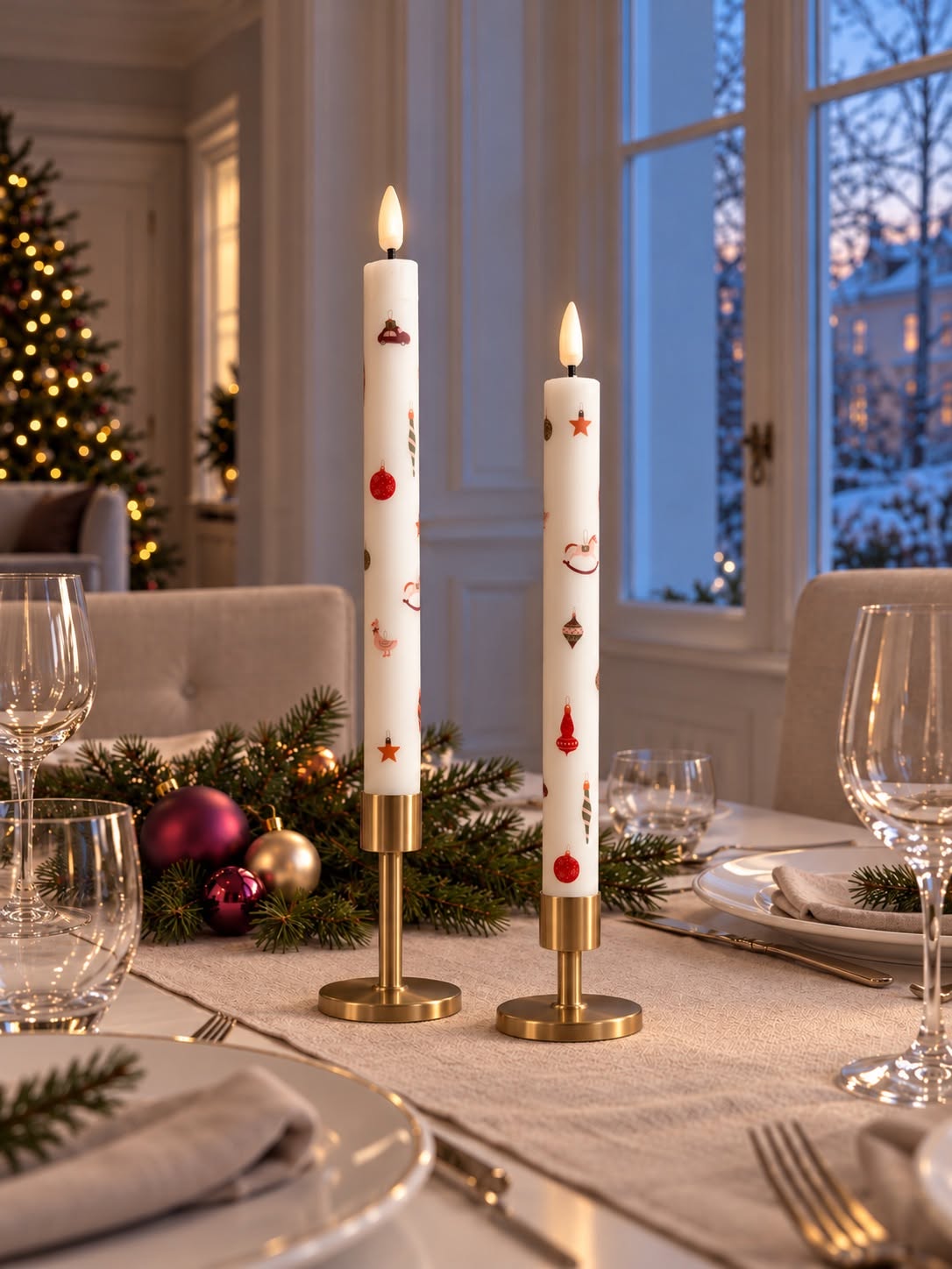 Stabkerzen Weihnachten – mit Weihnachtsmotiv