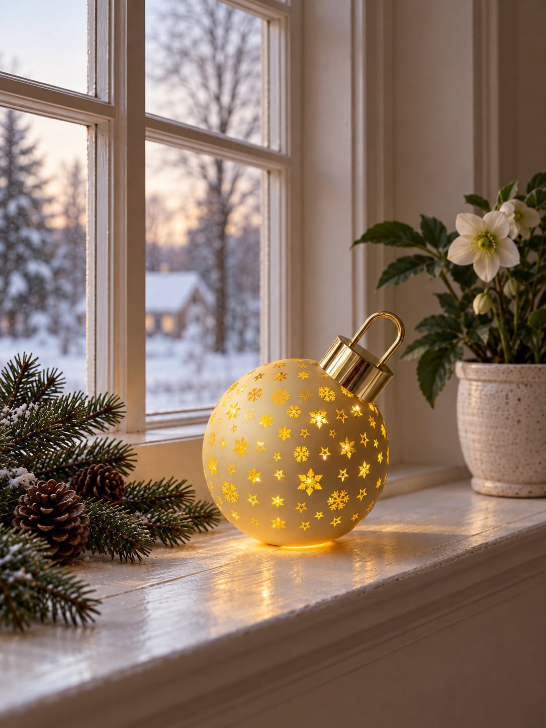 Julekugle med lys MIX - Gold