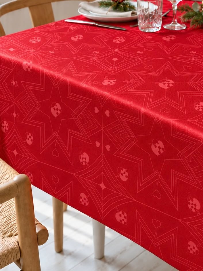 Weihnachts-Tischdecke Jacquard - Rot 320cm