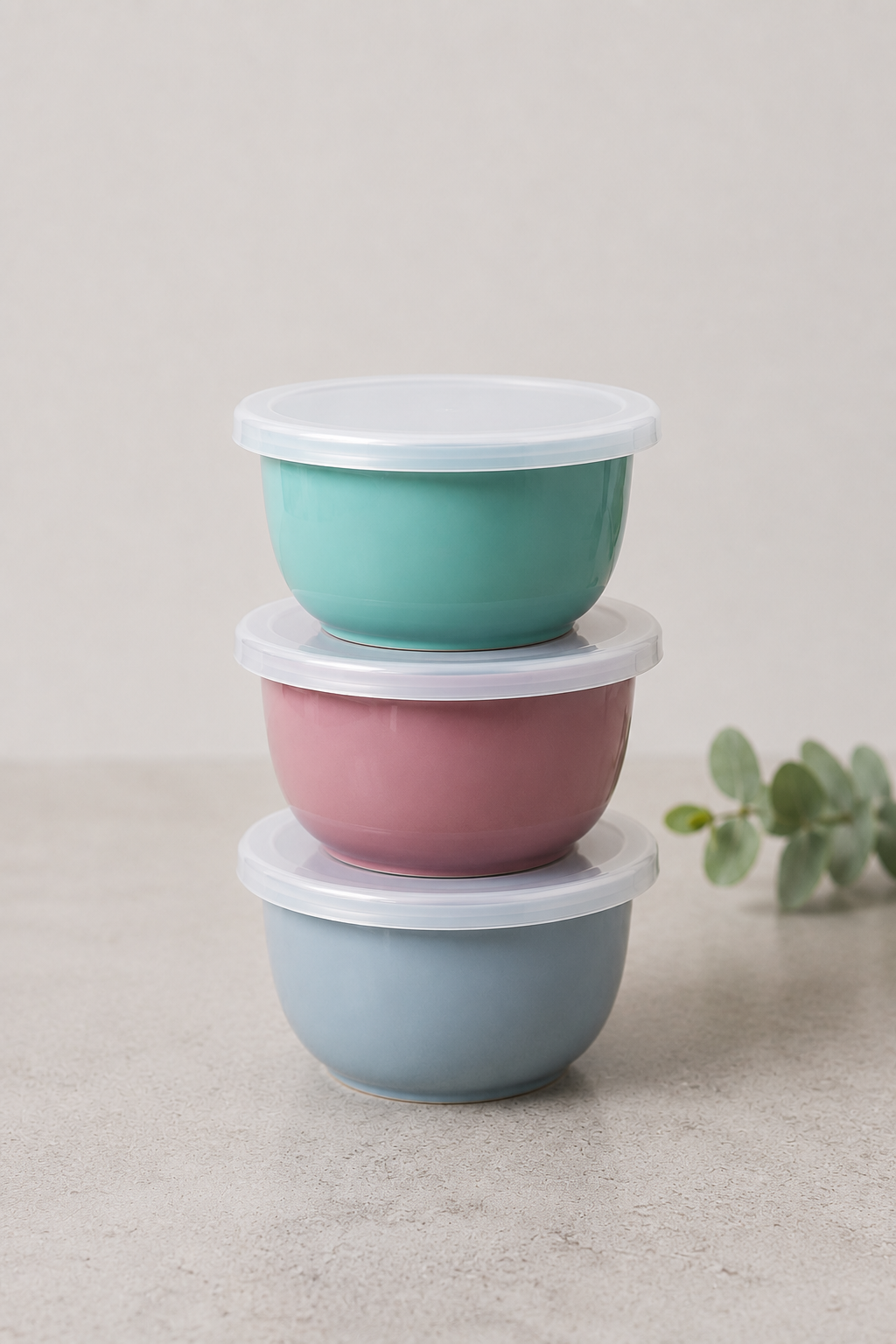 Schalen mit Deckel PASTEL – Set mit 3 Schalen