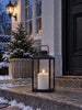 LED-Outdoor-Blockkerze - Weiß mit Rillen 12,5 cm