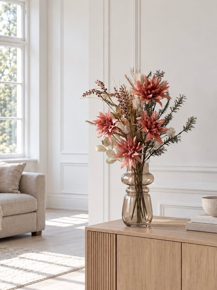 Buket 70cm - Grøn / lyng