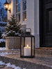 Outdoor LED-Blockkerze - Weiß mit Rillen 10 cm