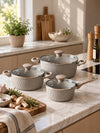 Topfset mit Deckeln - 3er-Set mit Rillen