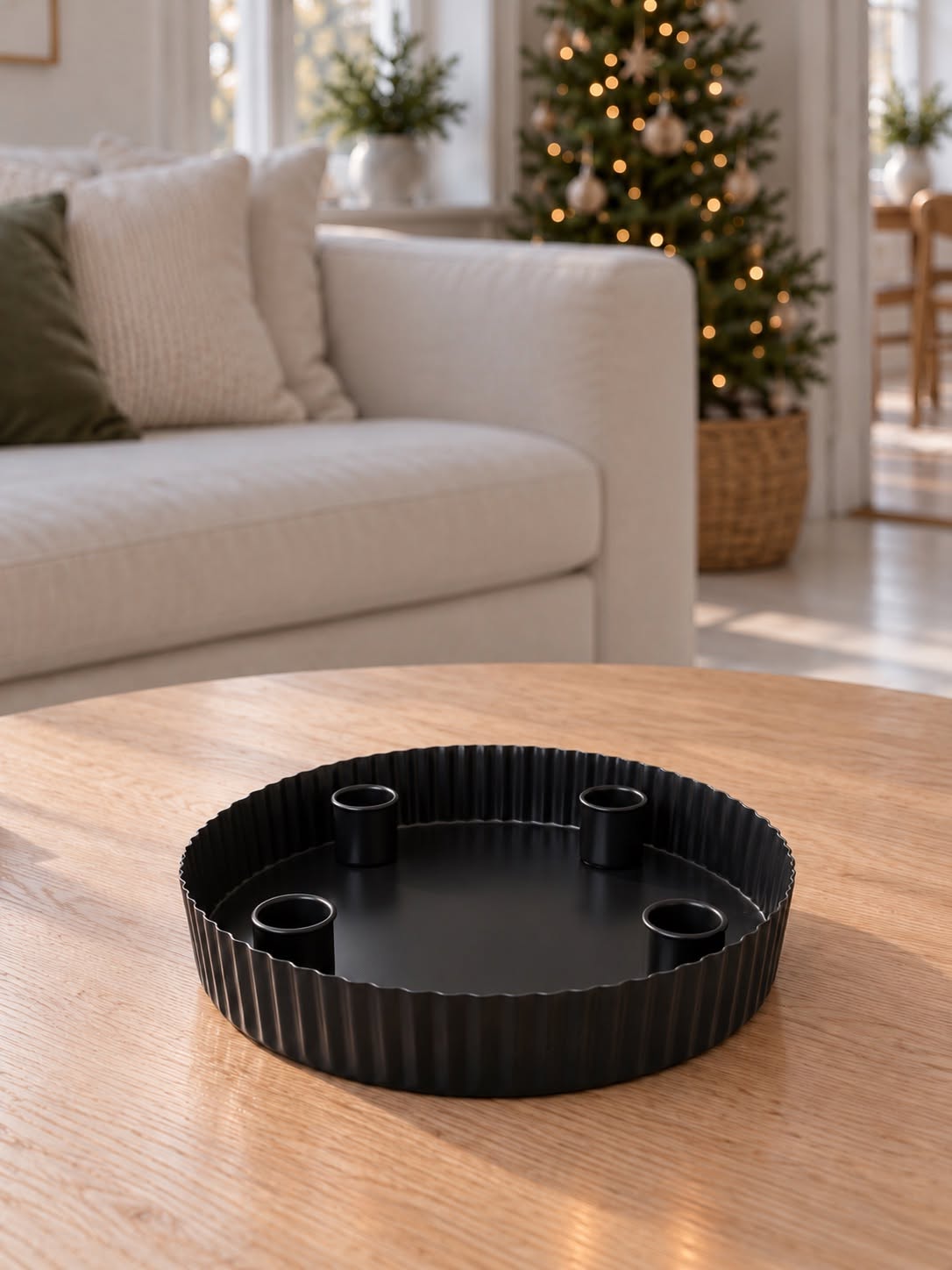 Adventskerzenhalter aus Metall – schwarz, rund