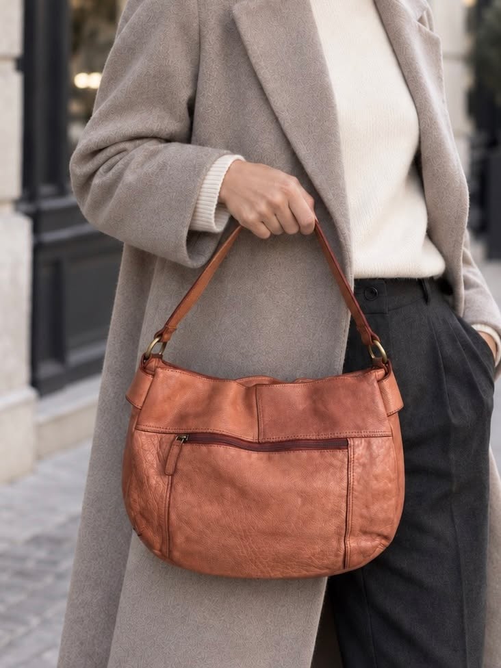 Crossover Dina washed cognac