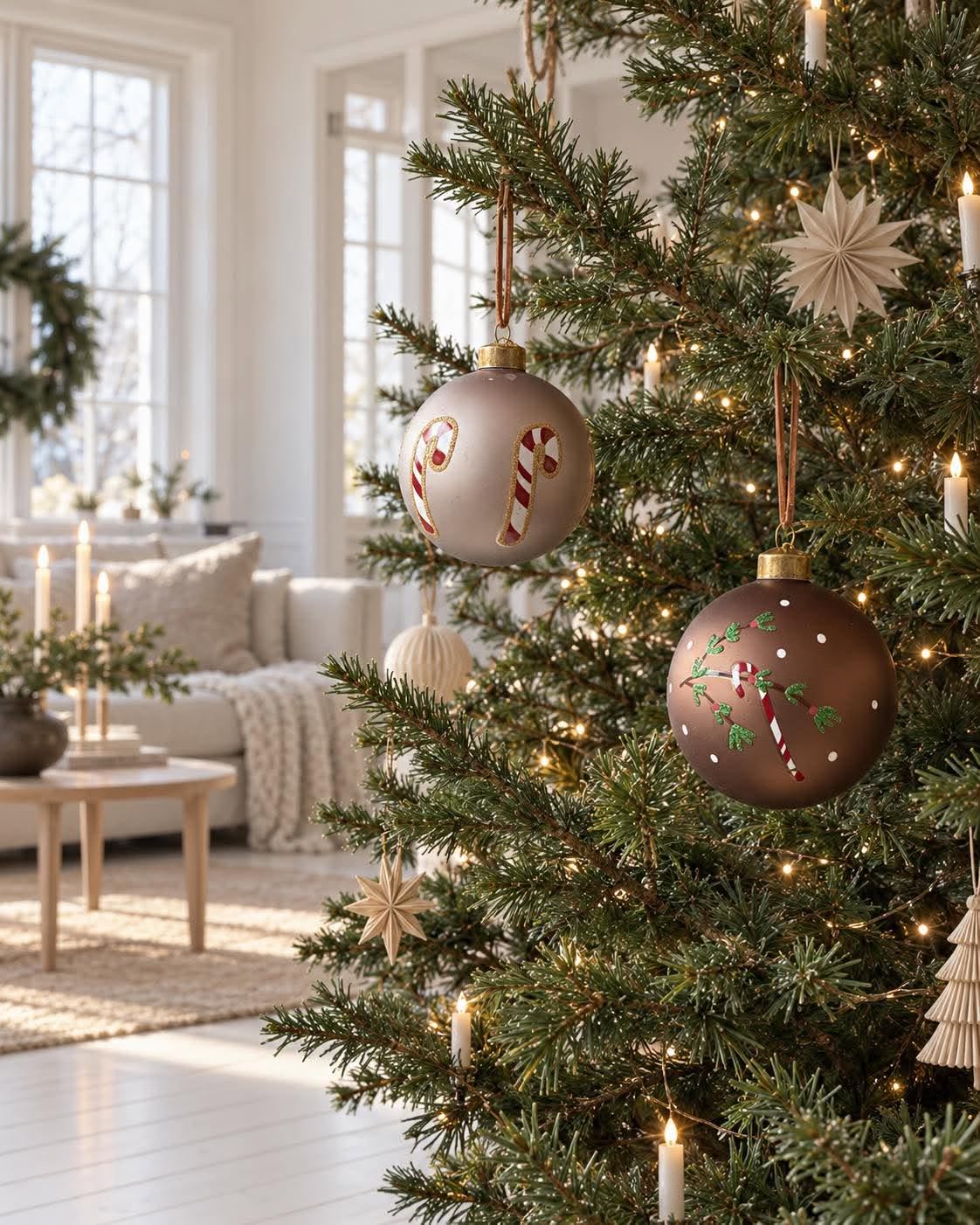 Weihnachtskugeln - Set mit 2 Stk. – Zuckerstangenmotiv
