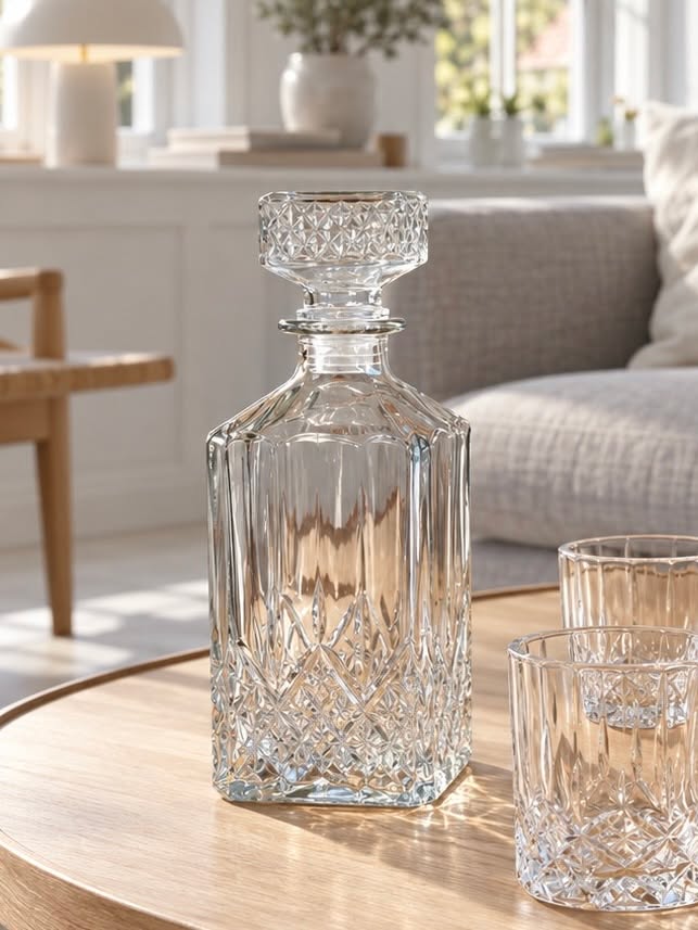 Glaskaraffe mit 4 Gläsern – Kristalldesign