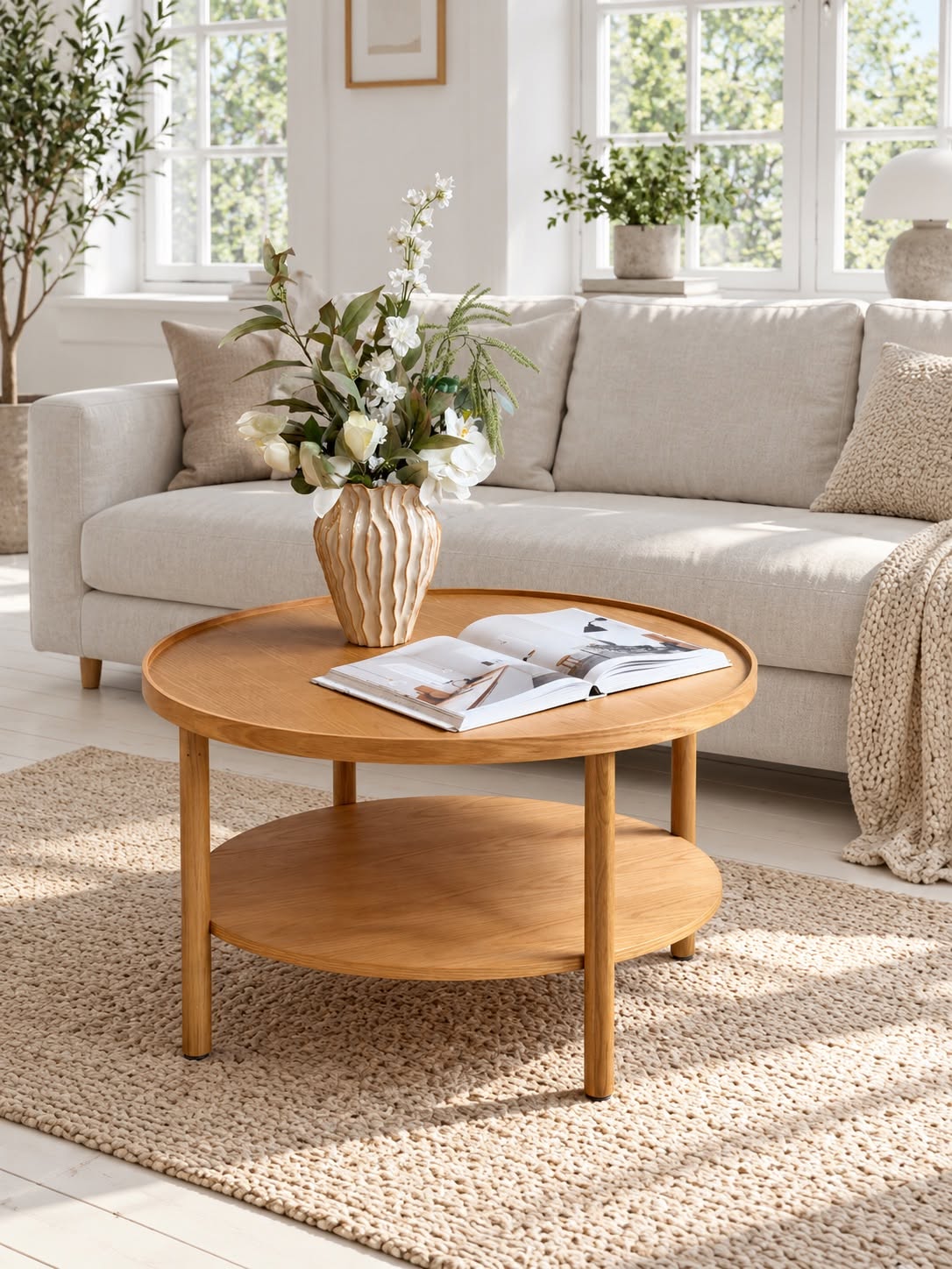 Couchtisch mit Ablage – Eiche und MDF