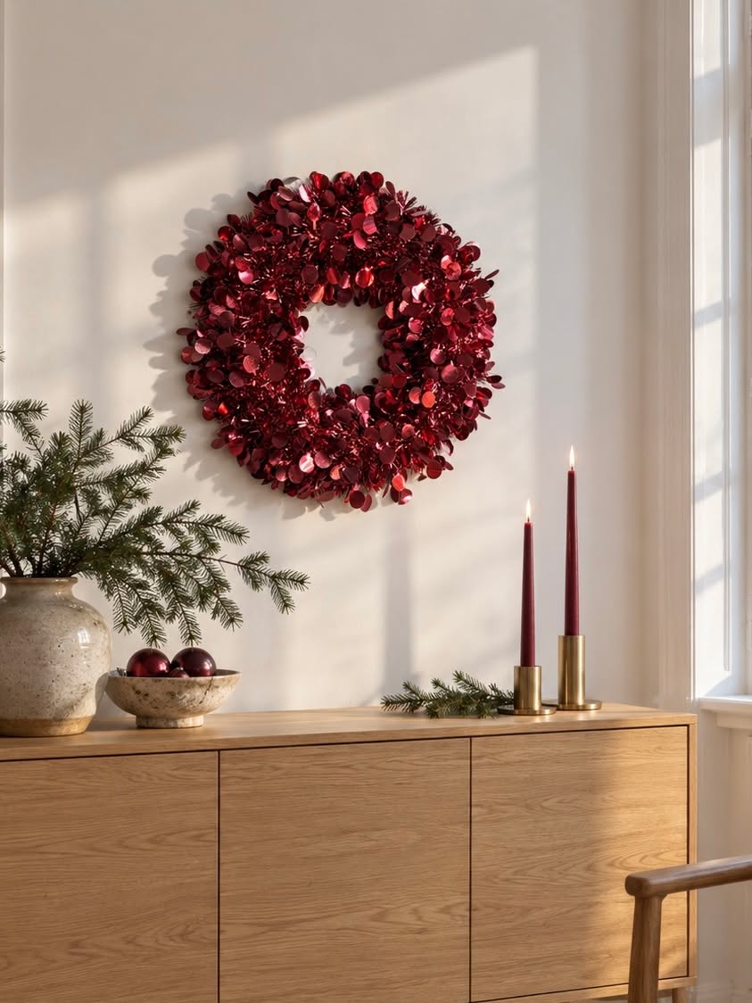 Roter Tinsel-Kranz