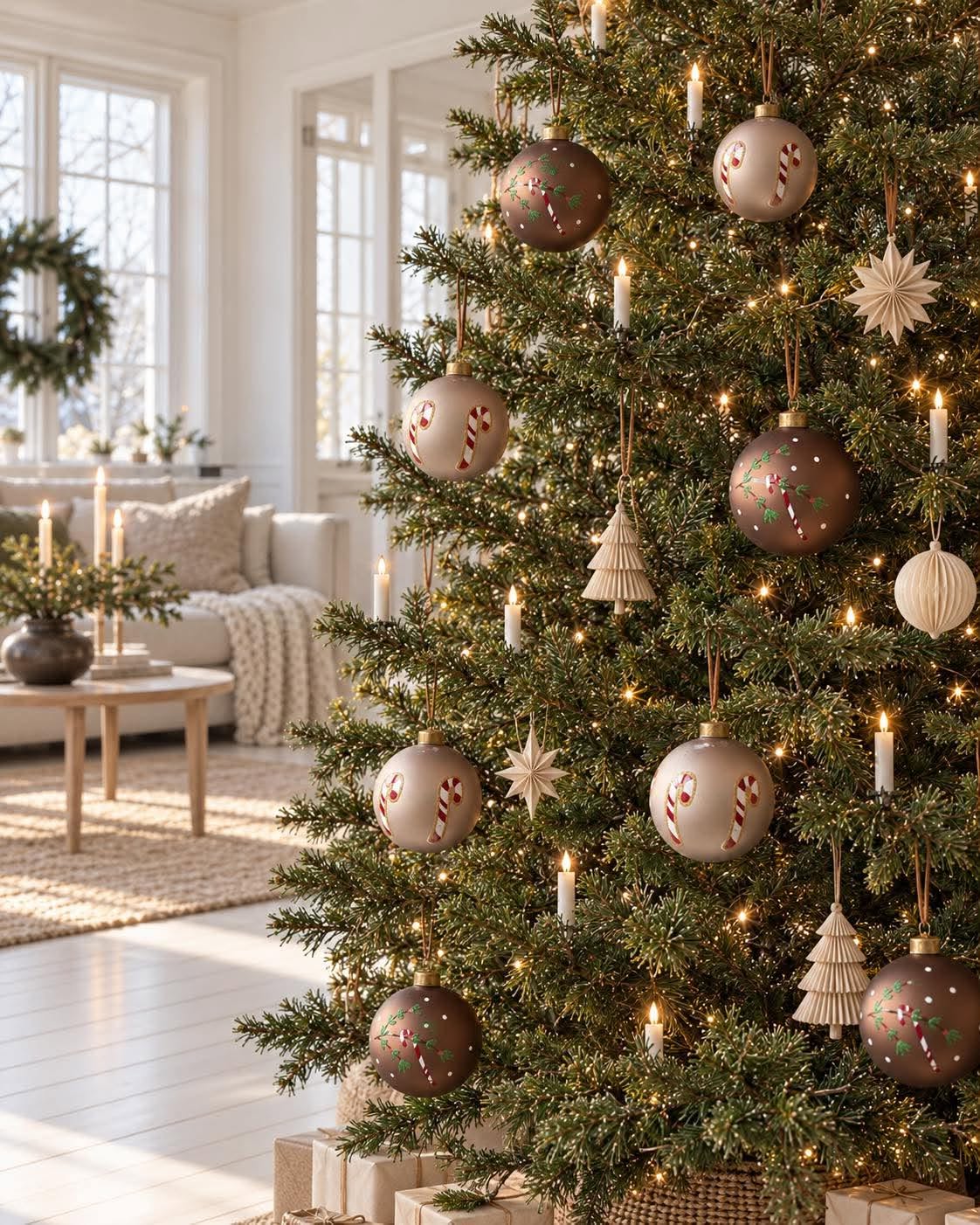 Weihnachtskugeln - Set mit 2 Stk. – Zuckerstangenmotiv