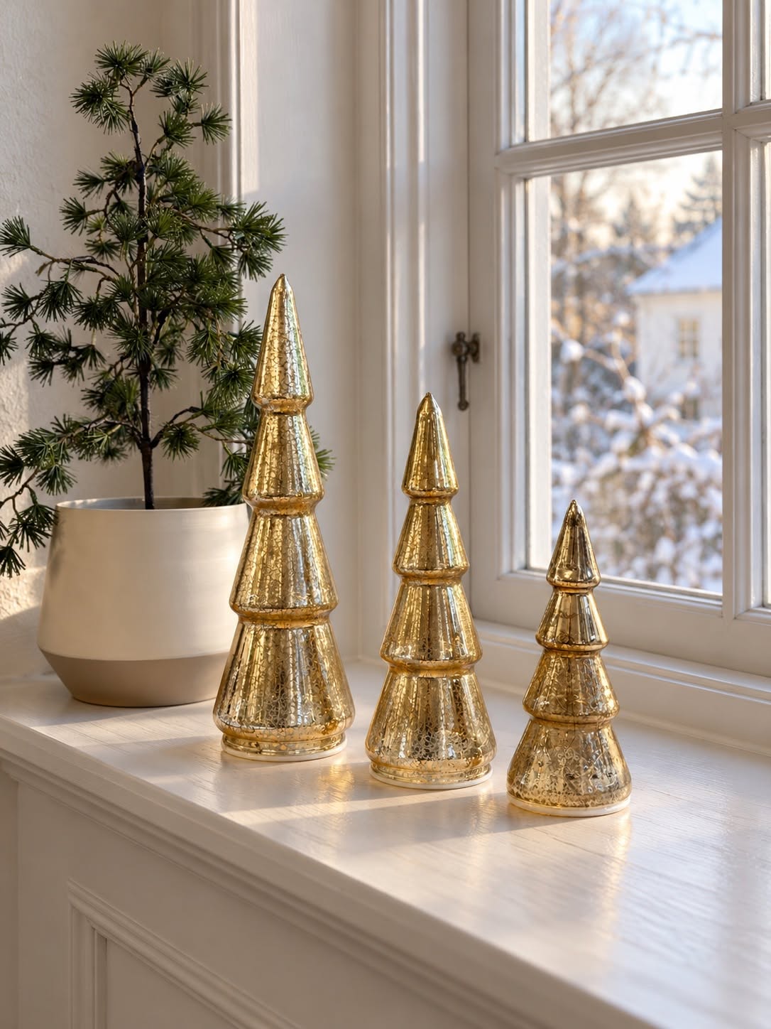 Weihnachtsbäume mit LED-Licht - Set mit 3 Größen