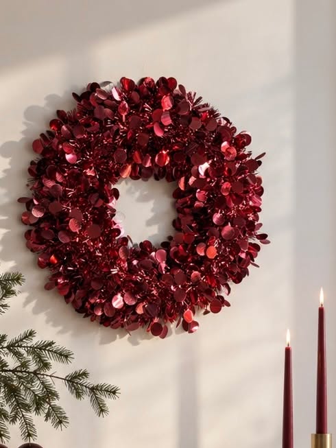 Roter Tinsel-Kranz