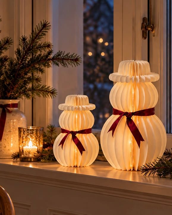 Schneemann mit LED-Licht – Papier mit Timer