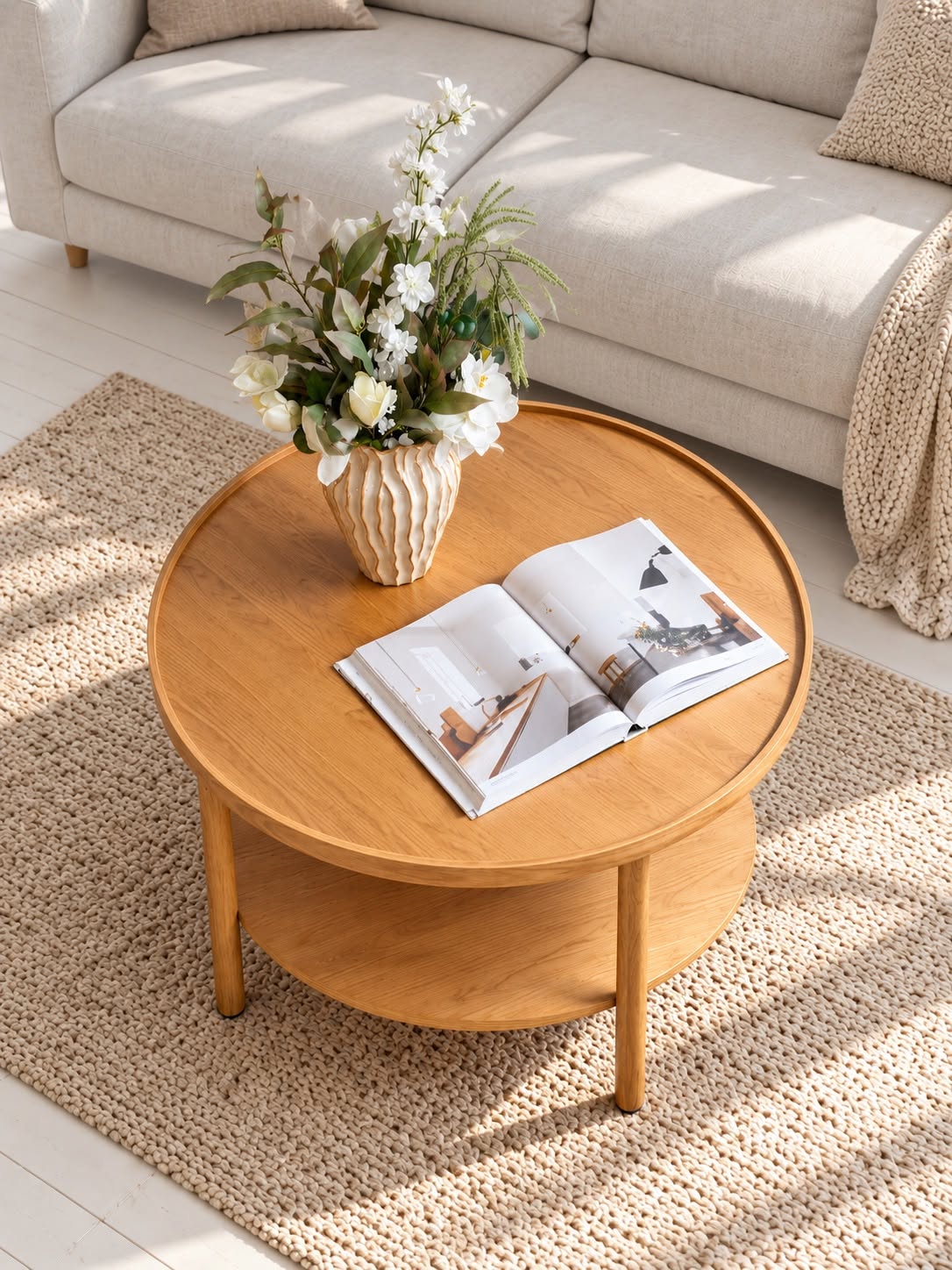 Couchtisch mit Ablage – Eiche und MDF