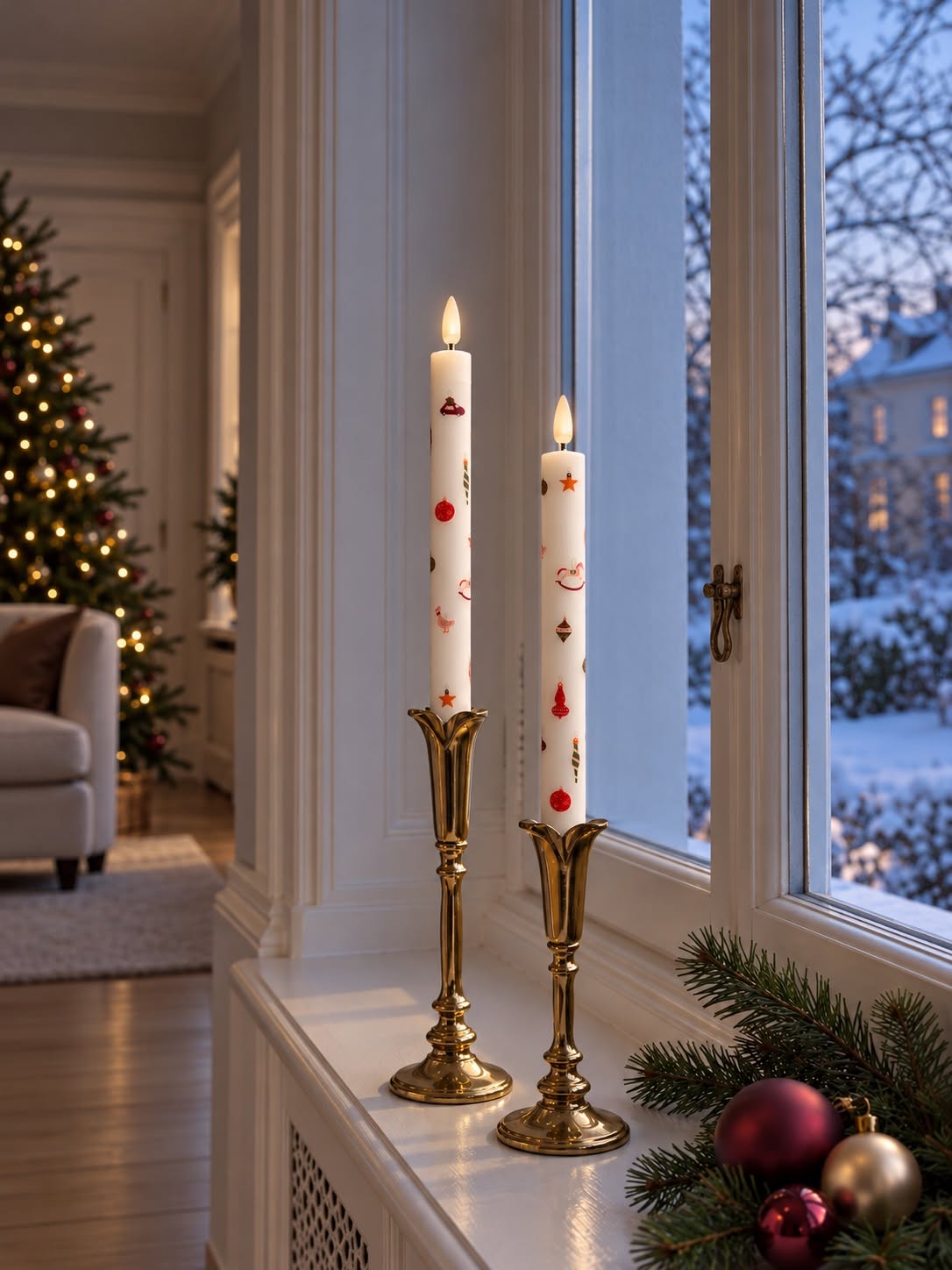 Stabkerzen Weihnachten – mit Weihnachtsmotiv