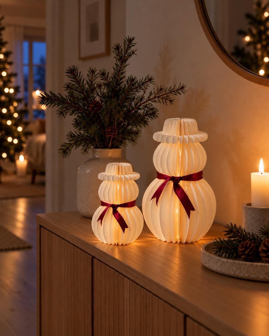 Schneemann mit LED-Licht – Papier mit Timer