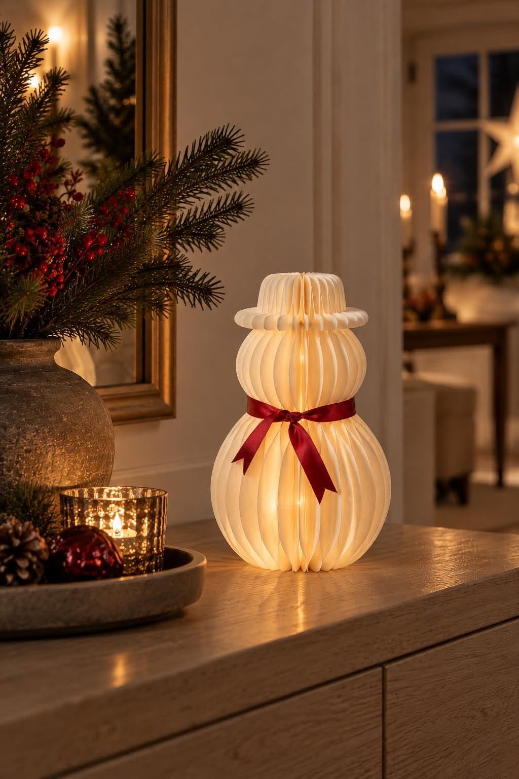 Schneemann mit LED-Licht – Papier mit Timer