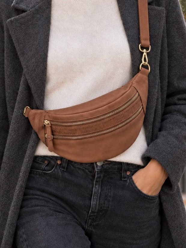 Bumbag vintage cognac – handgeflochtenes Leder