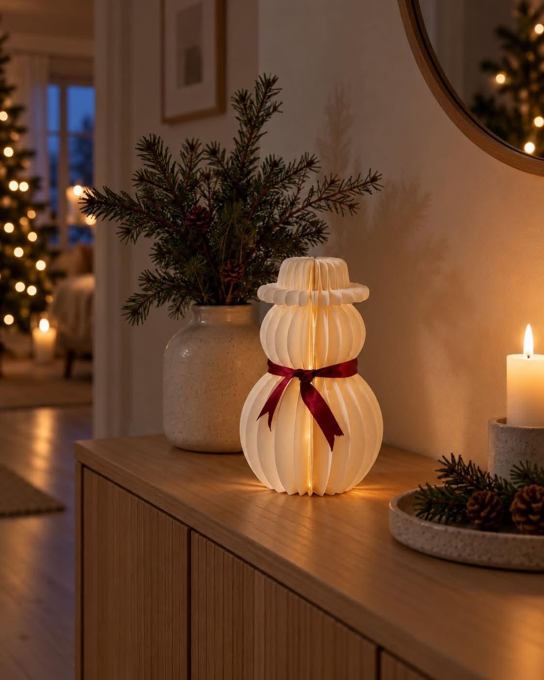 Schneemann mit LED-Licht – Papier mit Timer