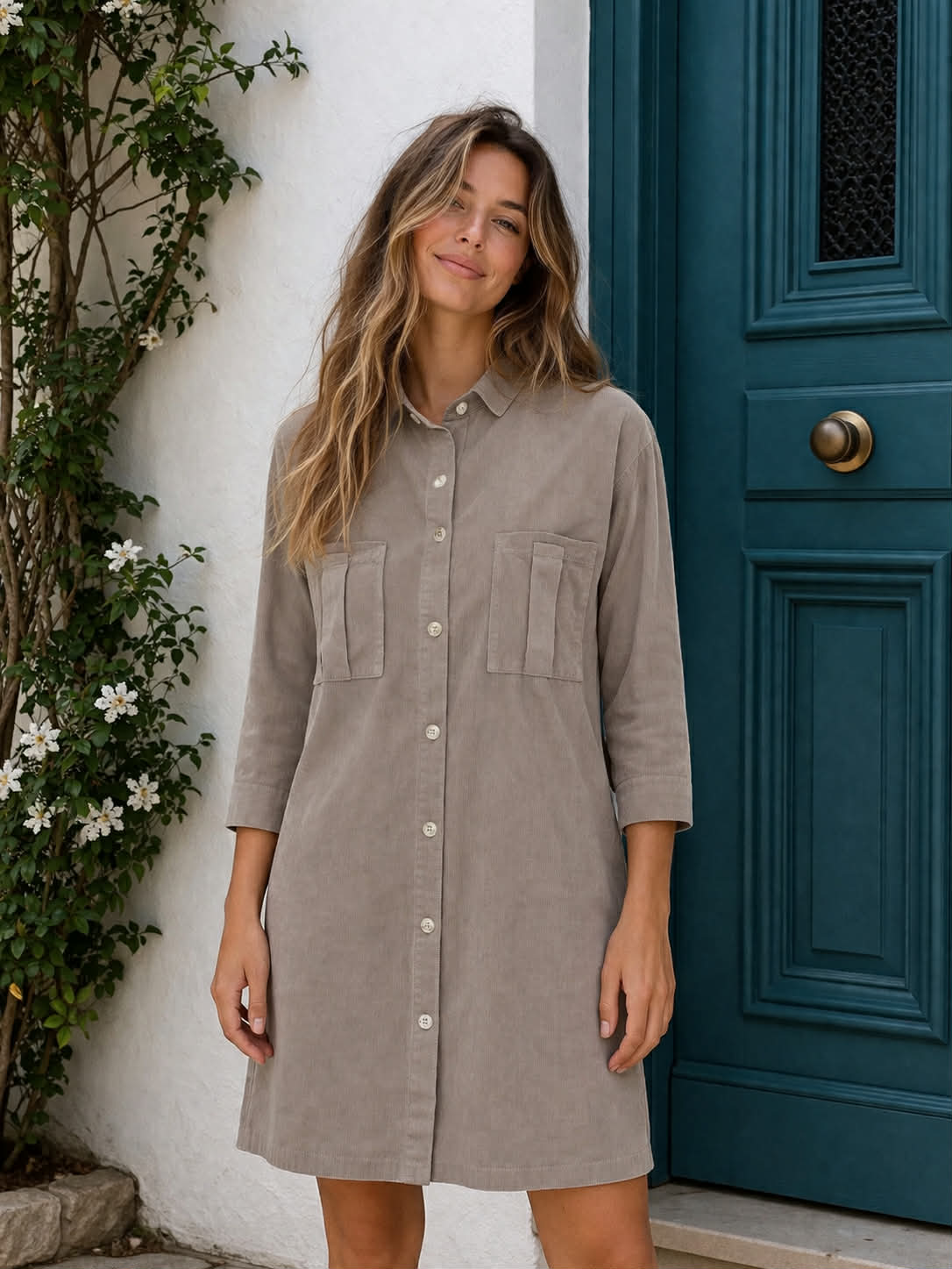 Kleid aus Baby-Cord - Fango