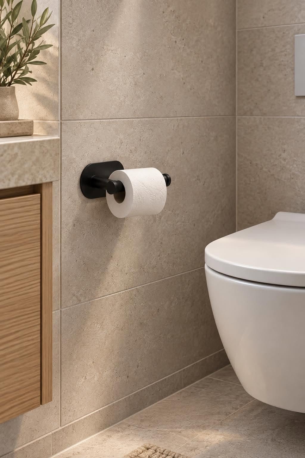 Toilettenpapierhalter Schwarz – Wandmontiert aus schwarzem Metall