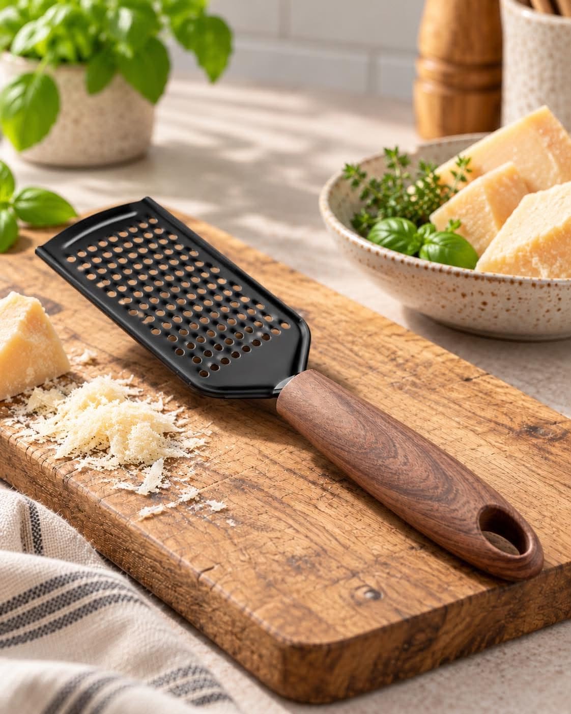 Reibe schwarz mit Holzgriff