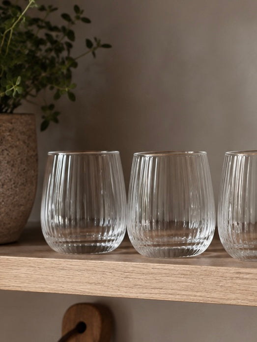 Gerilltes Wasserglas mit Goldrand - 4 Stück