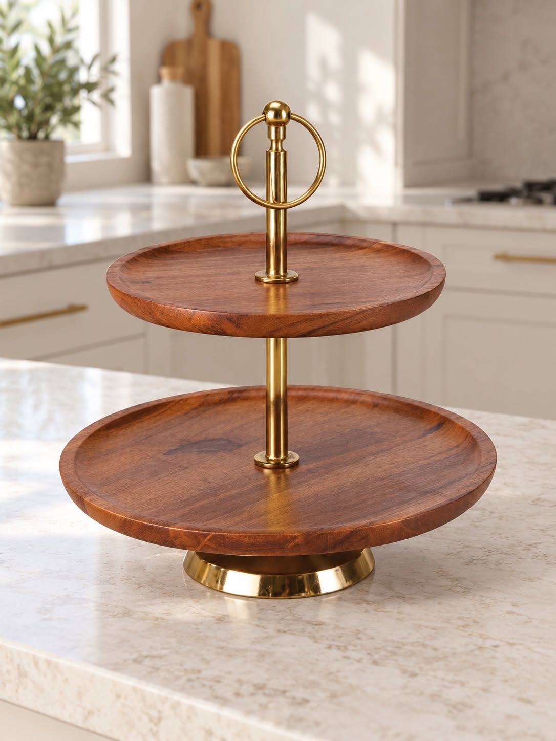 Etagere aus Akazienholz – 2-stufige Servieretagere