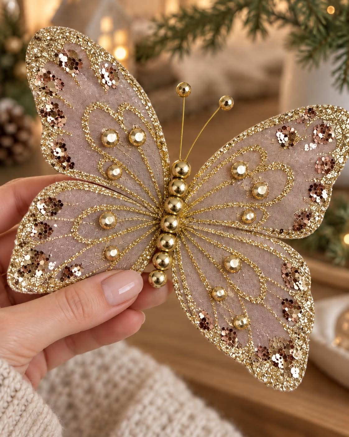 Schmetterling aus Stoff mit Clip - MIX – Beige und Braun