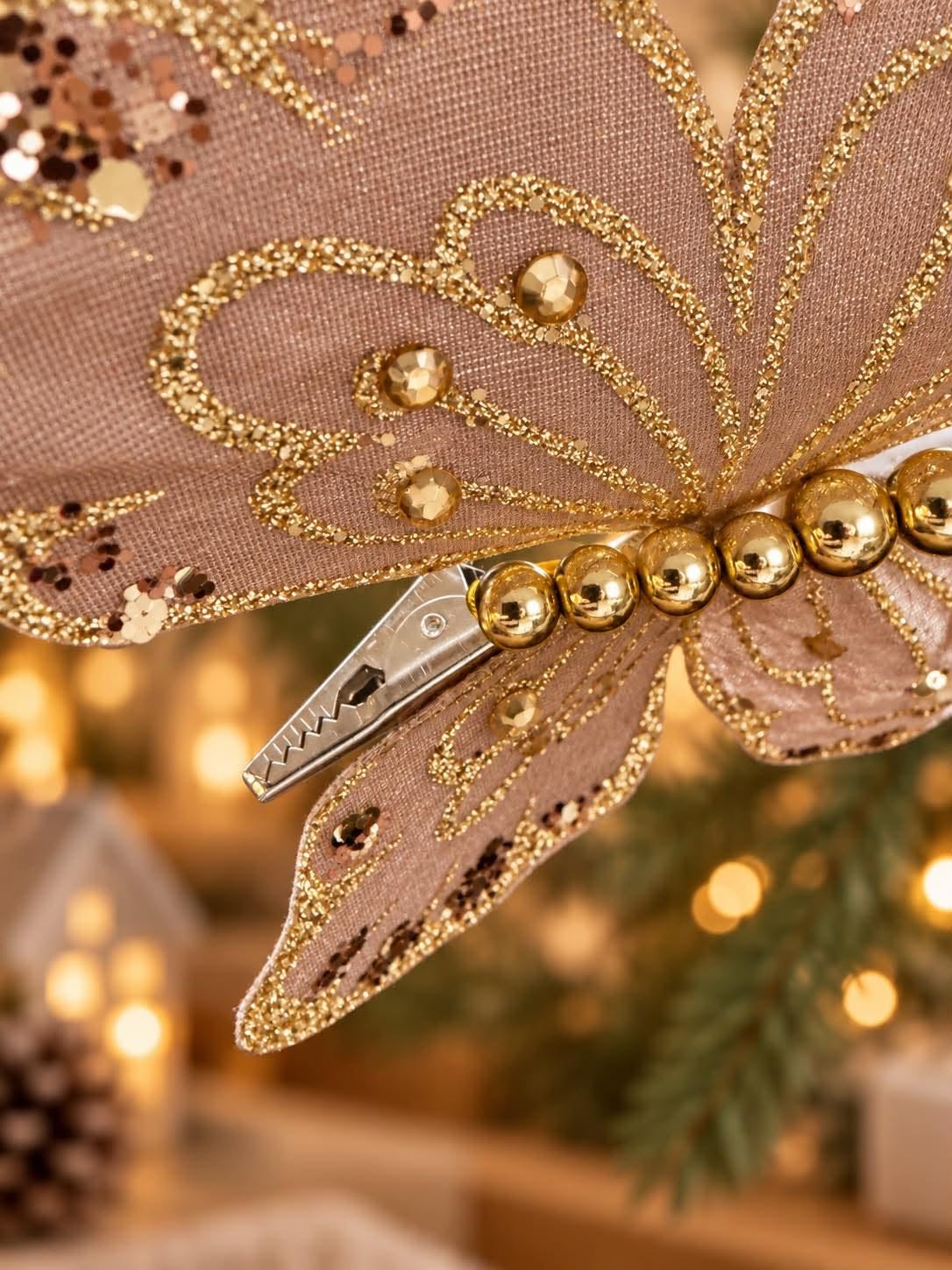 Schmetterling aus Stoff mit Clip - MIX – Beige und Braun