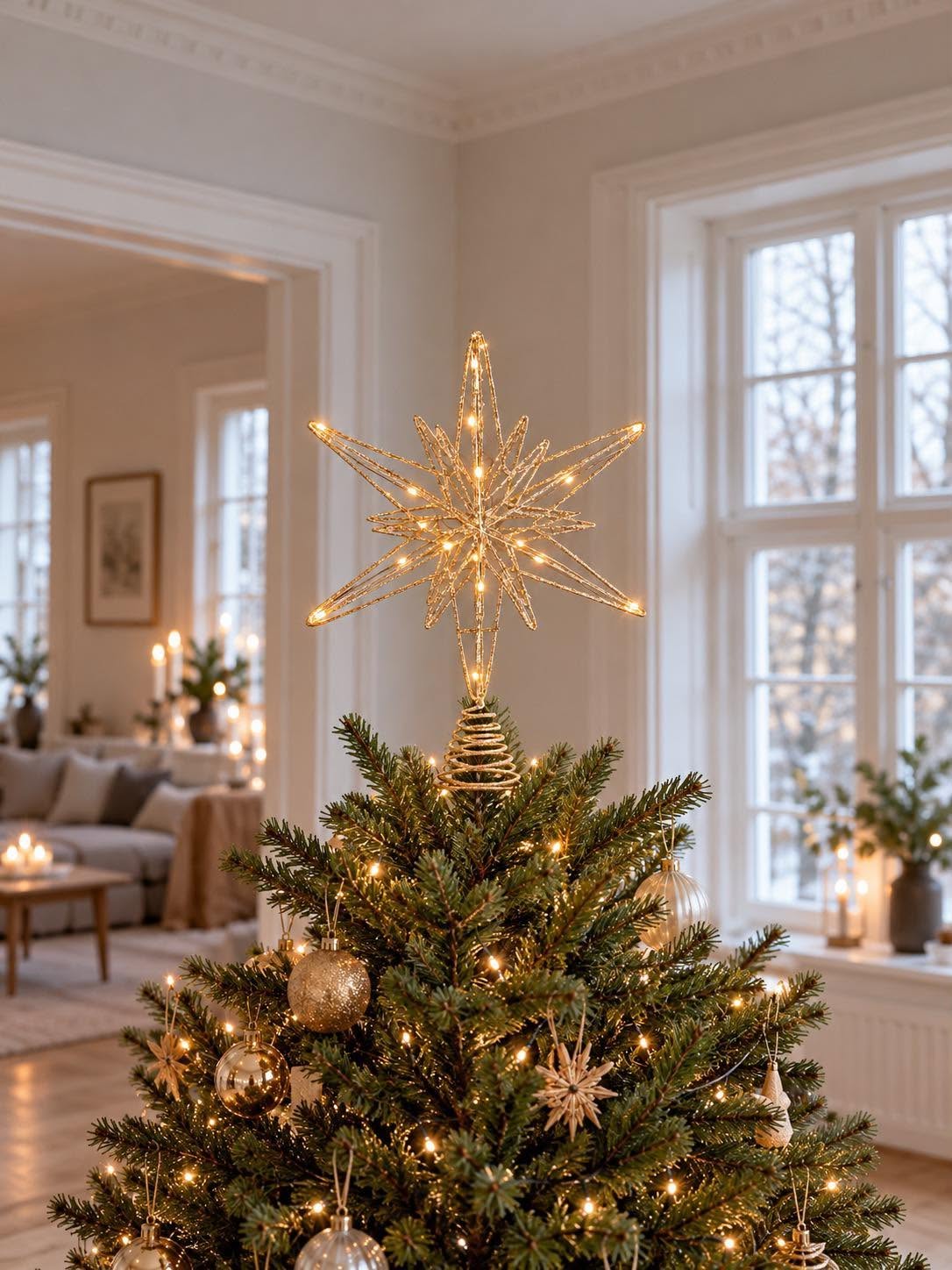 Stern mit 20 LED-Lichtern – Champagner-Gold