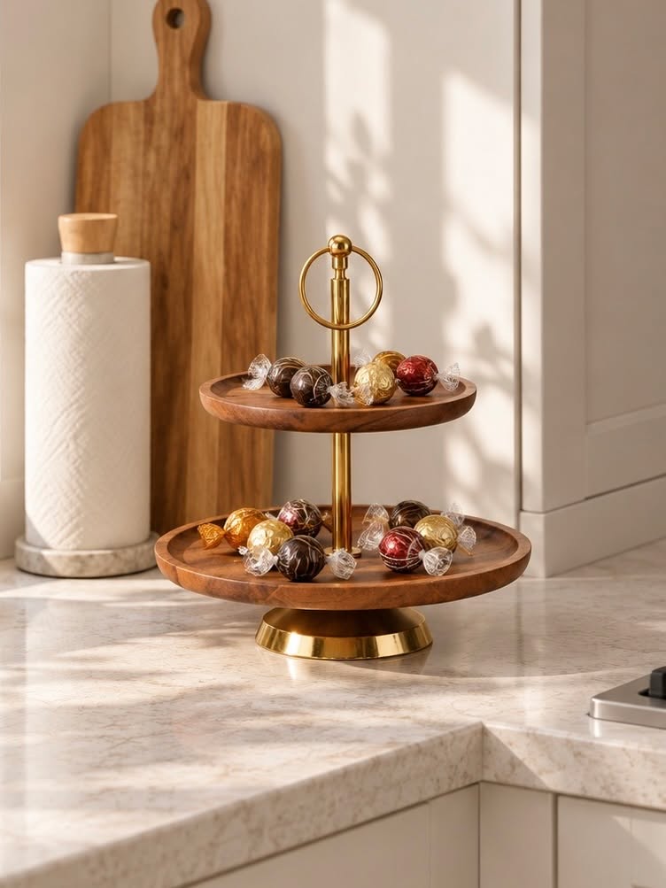Etagere aus Akazienholz – 2-stufige Servieretagere