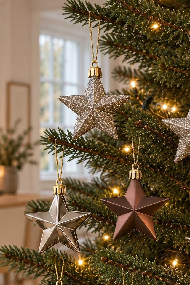 Stjerner med ophæng - 8 stk – brune juleophæng