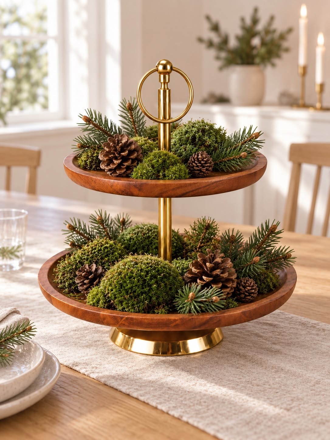 Etagere aus Akazienholz – 2-stufige Servieretagere