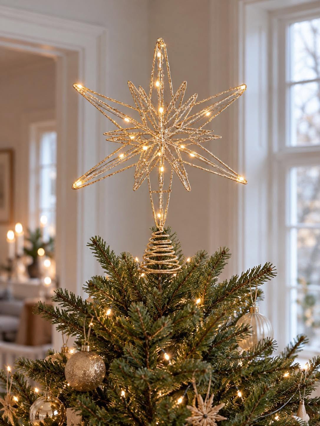 Stern mit 20 LED-Lichtern – Champagner-Gold