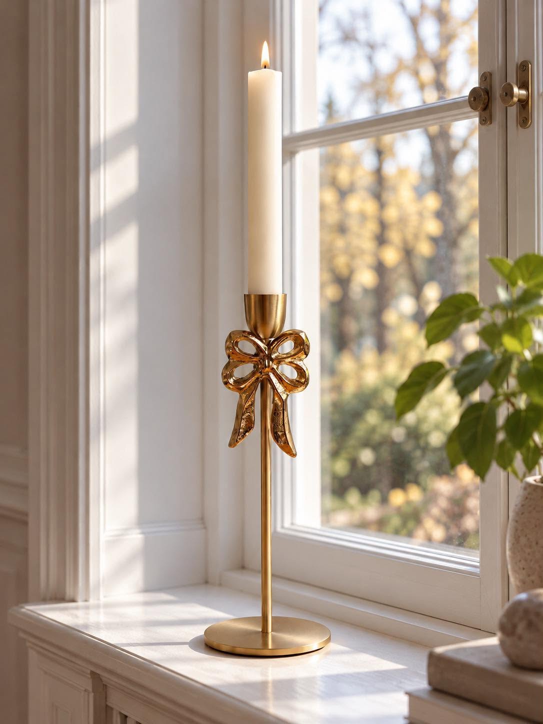 Kerzenständer aus Aluminium mit Schleife