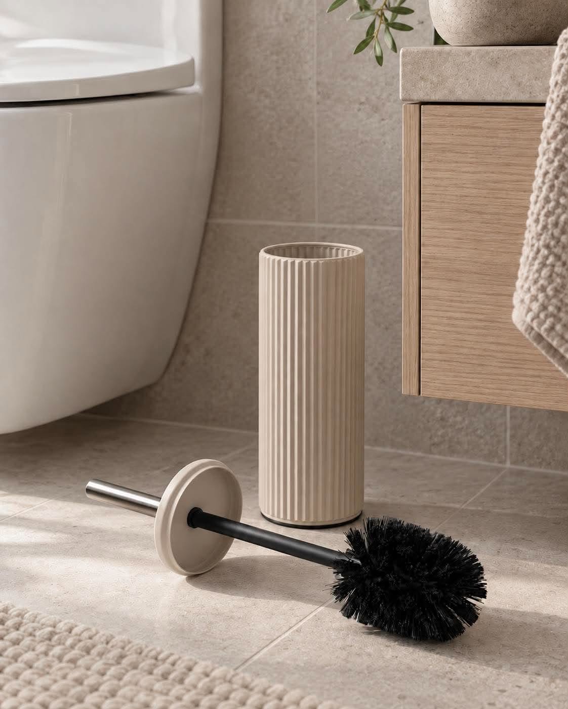 Geriffelte Toilettenbürste - Warmes Grau