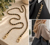 Taschengurt Kette mit Leder - Black/Gold 124cm