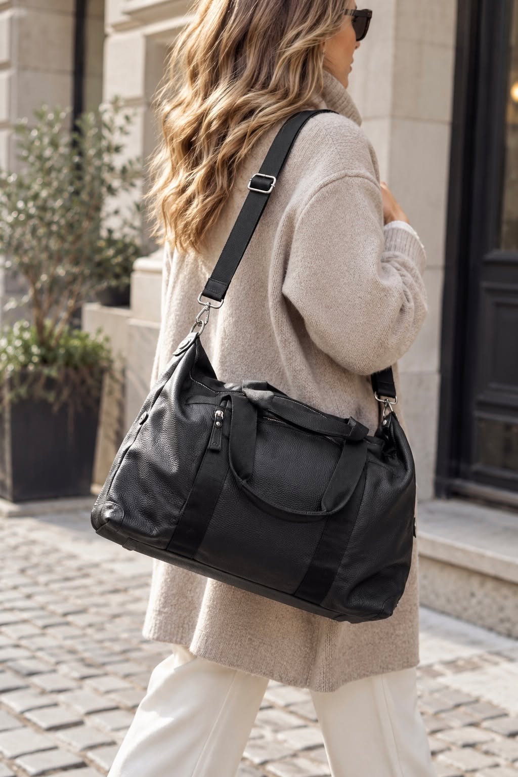 Weekender-Set - schwarzes Leder