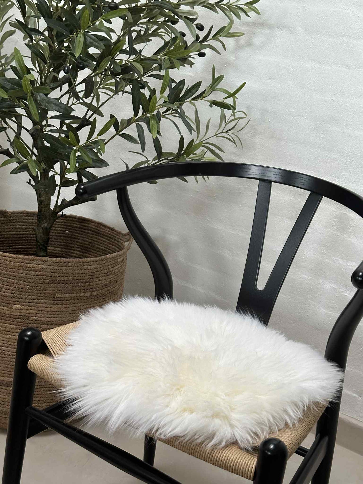 Sitzfell Ø 34 cm - Weißes Lammfell